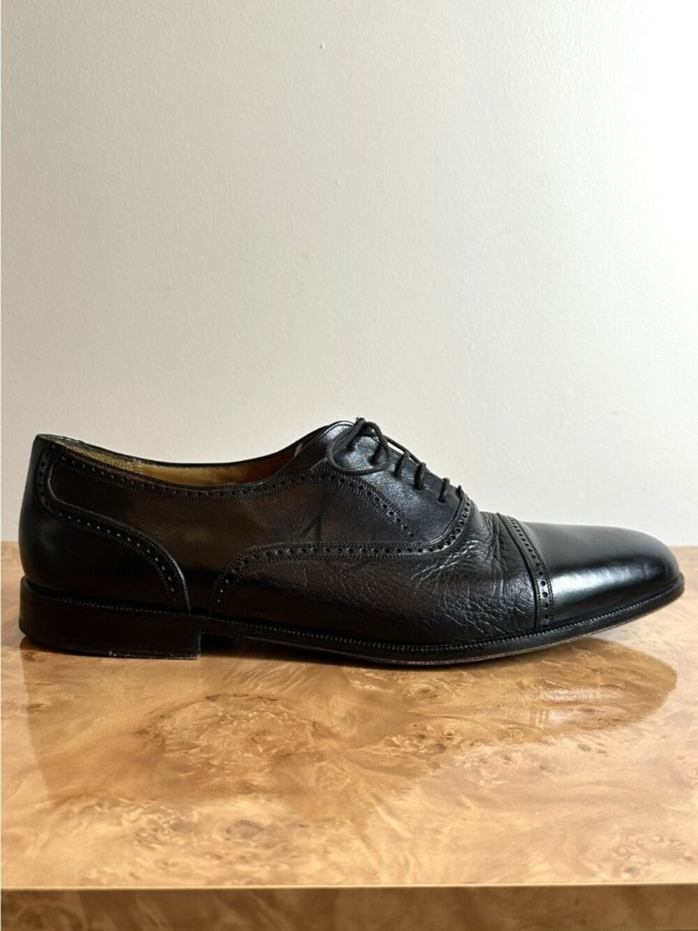 Mezlan Florence Black Leather Cap Toe Oxford Dress Shoes Men's Size 13 M Italy